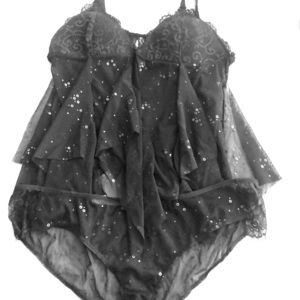 Victoria’s Secret black glitter babydoll lingerie.